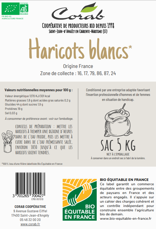 Haricots blancs lingots bio - 2
