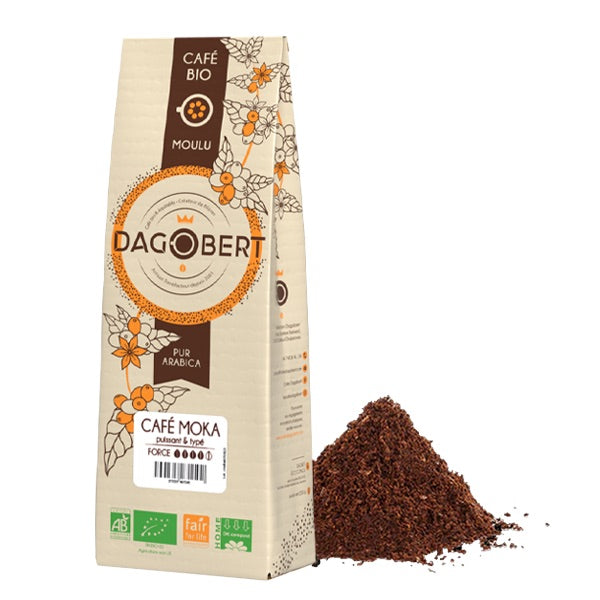 Les Cafés Dagobert -- Mélange café moka Guji 100% arabica, bio et équitable - moulu (origine Ethiopie) - 1 Kg