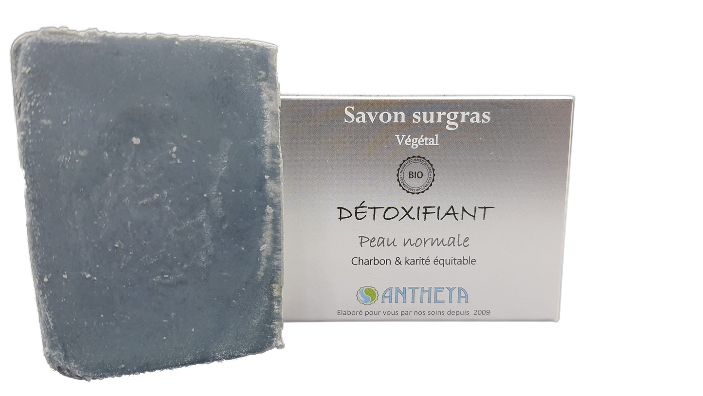 Antheya -- Savon au charbon - détoxifiant/démaquillant (boîte) - 100 g